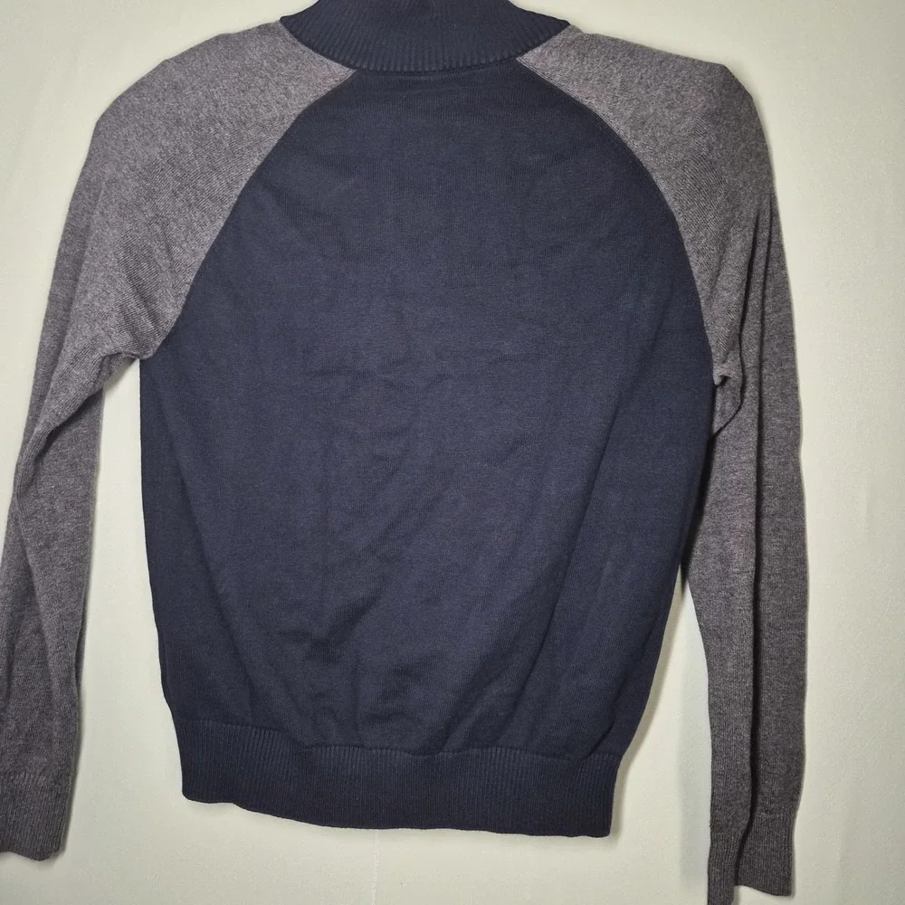 BANANA REPUBLIC Gray Heather Blue Cotton Baseball Sweater‎ Jacket Size M